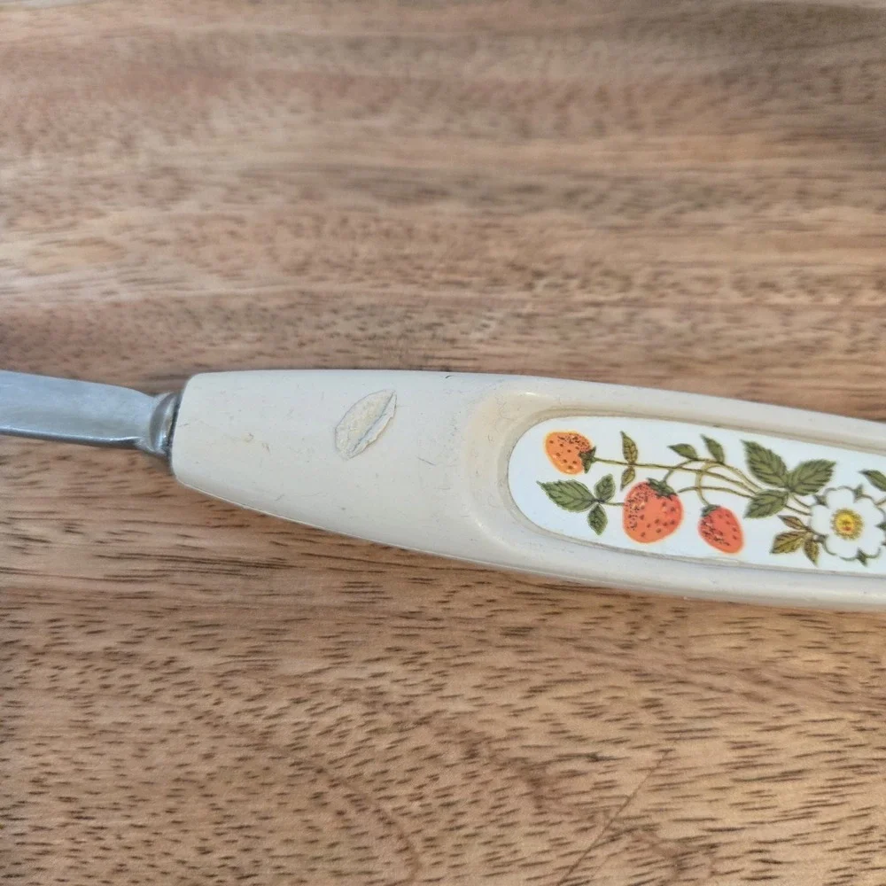 Ekco Vintage Strawberries Chrome Meat Fork